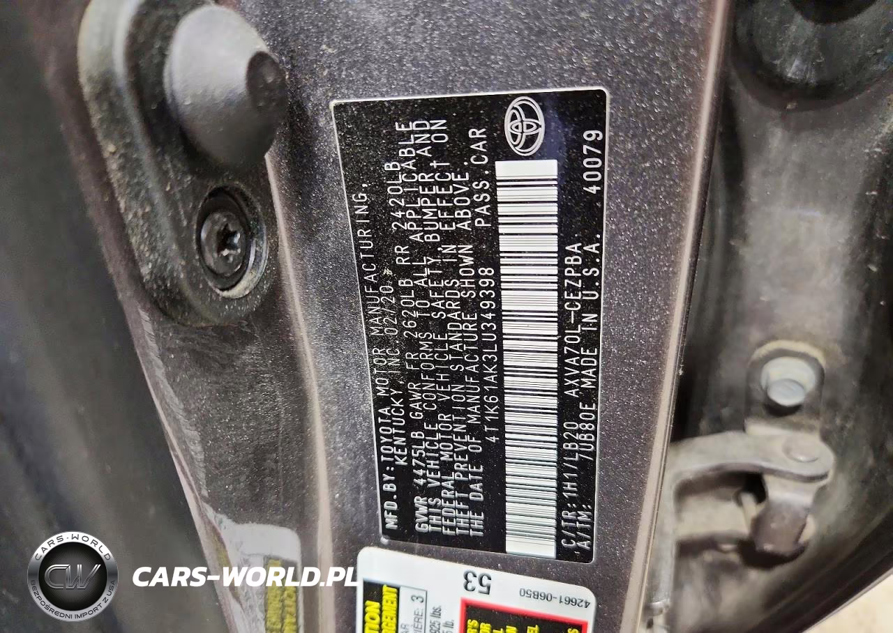 2020 Toyota Camry Xse VIN:4T1K61AK3LU349398 - 12