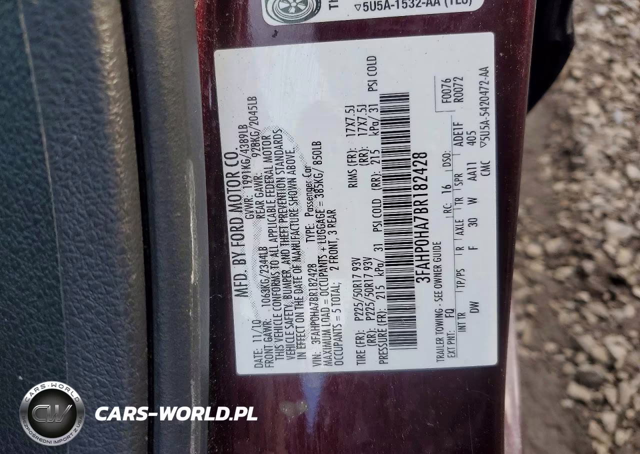 2011 Ford 3930 VIN:3FAHP0HA7BR182428 - 12