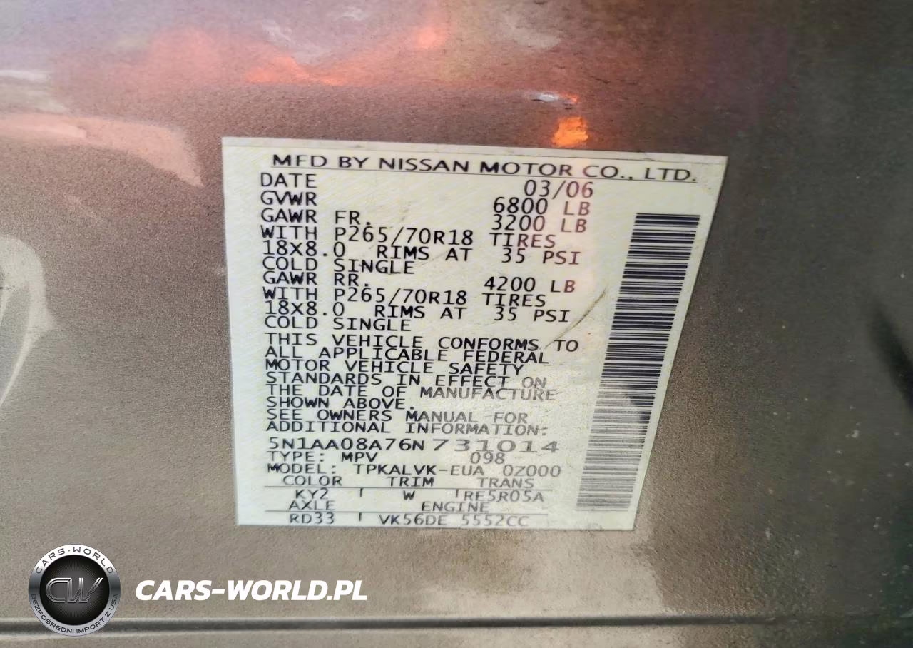 2006 Nissan Armada Se VIN:5N1AA08A76N731014 - 13