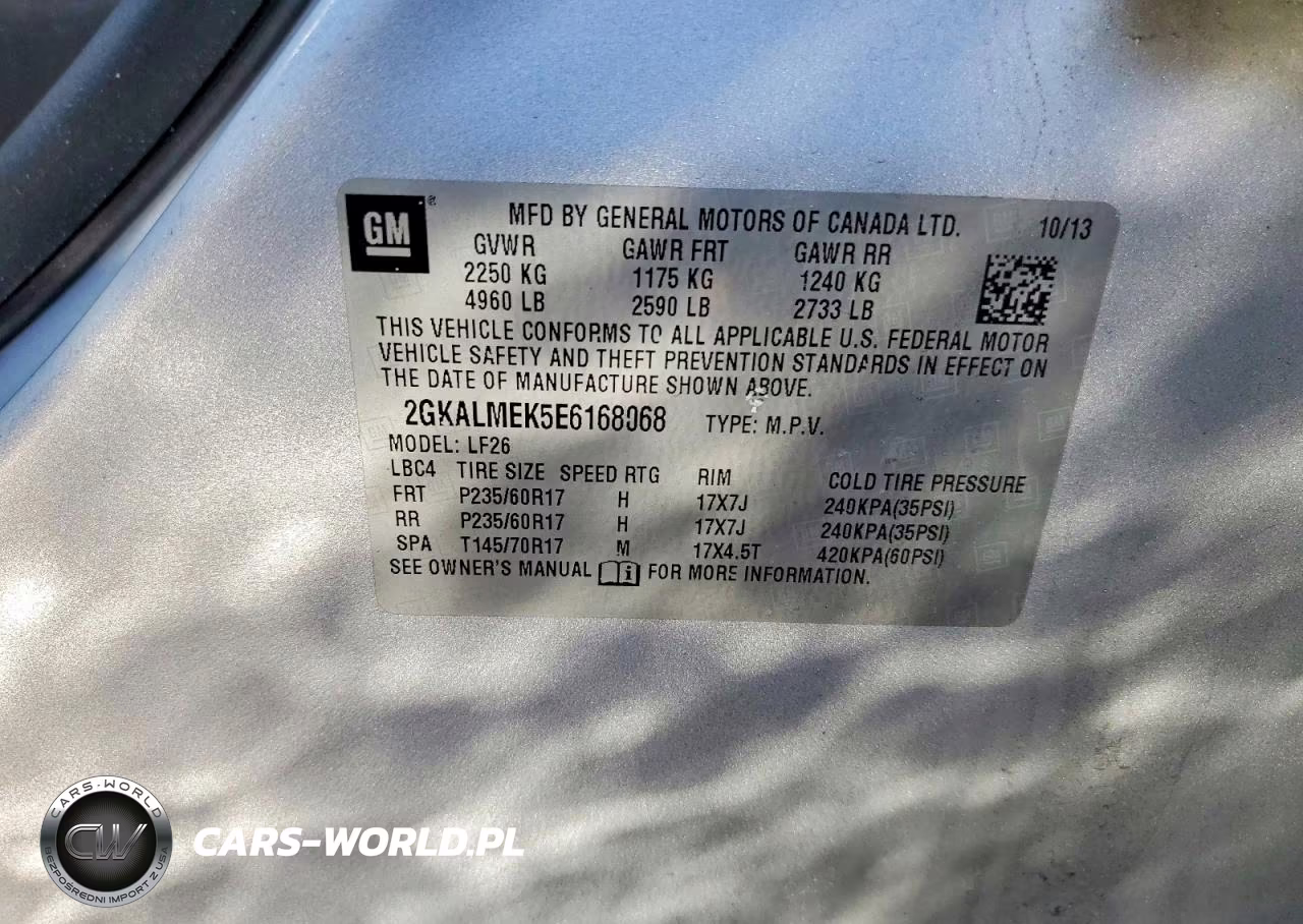 2014 GMC Terrain Sle VIN:2GKALMEK5E6168068 - 14