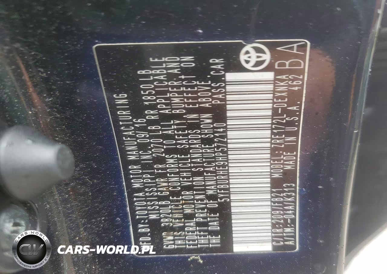 2017 Toyota Corolla Le VIN:5YFBURHE9HP572140 - 12