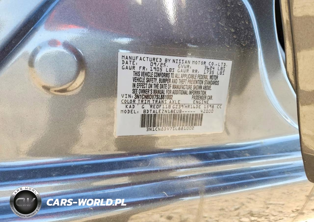 2025 Nissan Versa S VIN:3N1CN8DV7SL881002 - 12