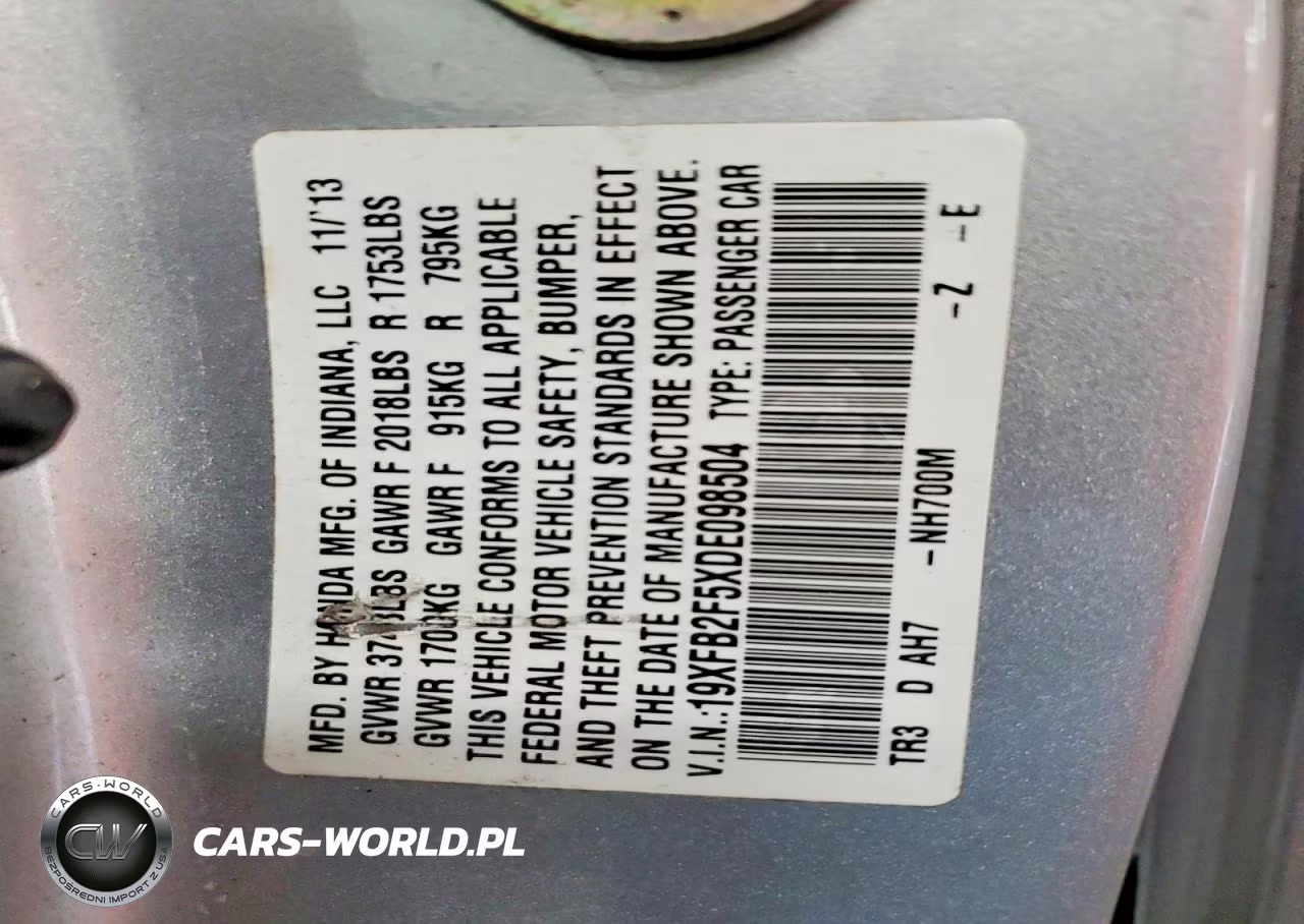 2013 Honda Civic Lx VIN:19XFB2F5XDE098504 - 13