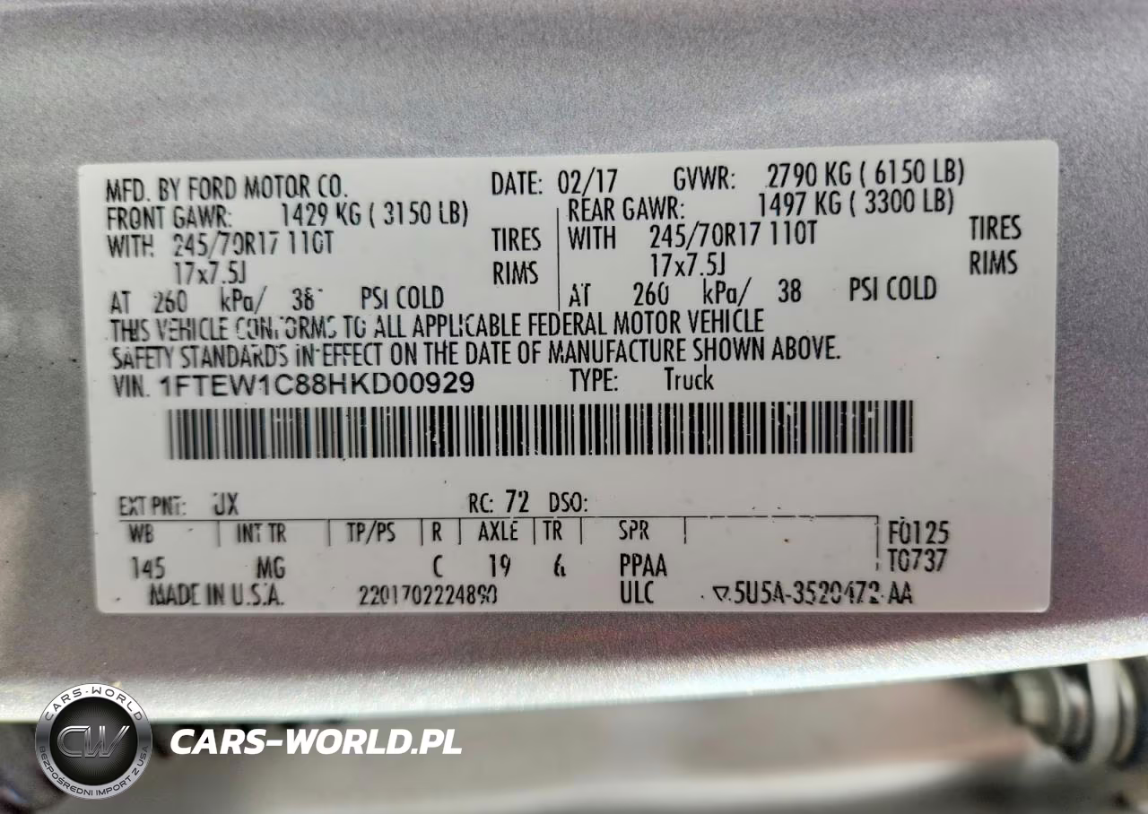 2017 Ford F150 Supercrew VIN:1FTEW1C88HKD00929 - 12