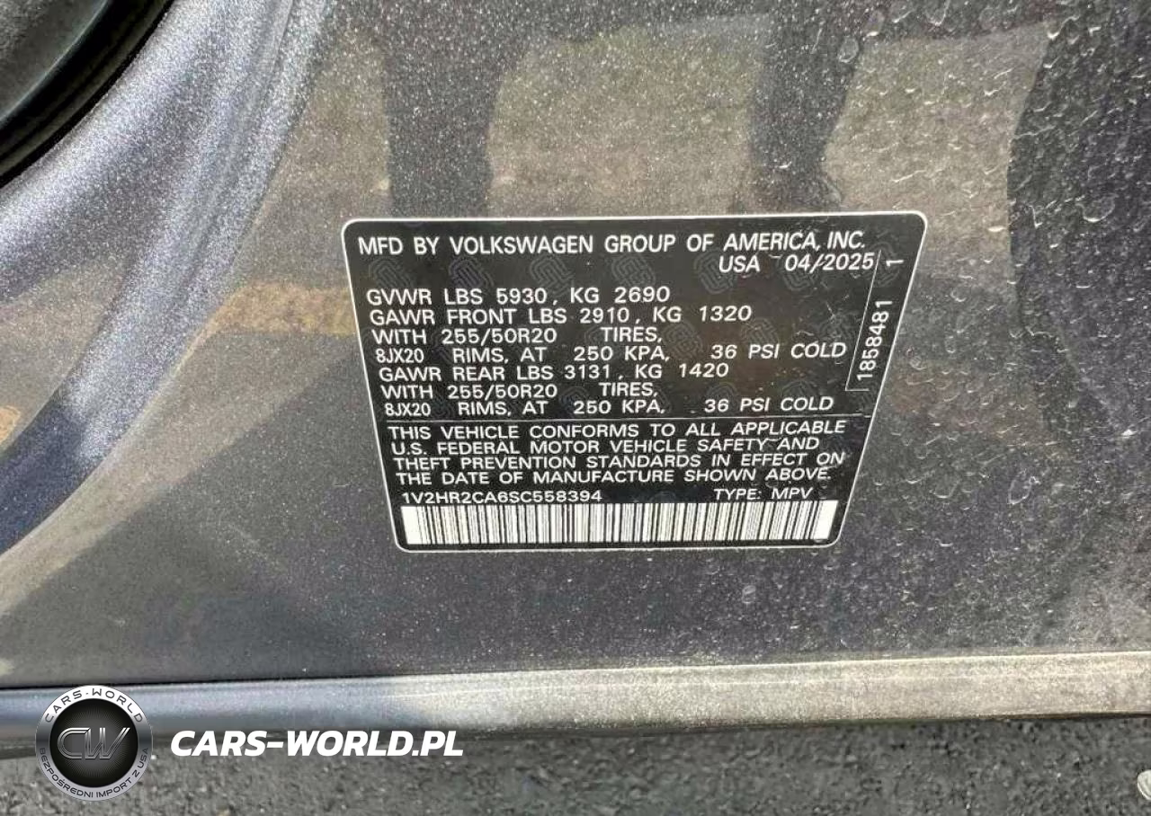2025 Volkswagen Atlas Se VIN:1V2HR2CA6SC558394 - 10