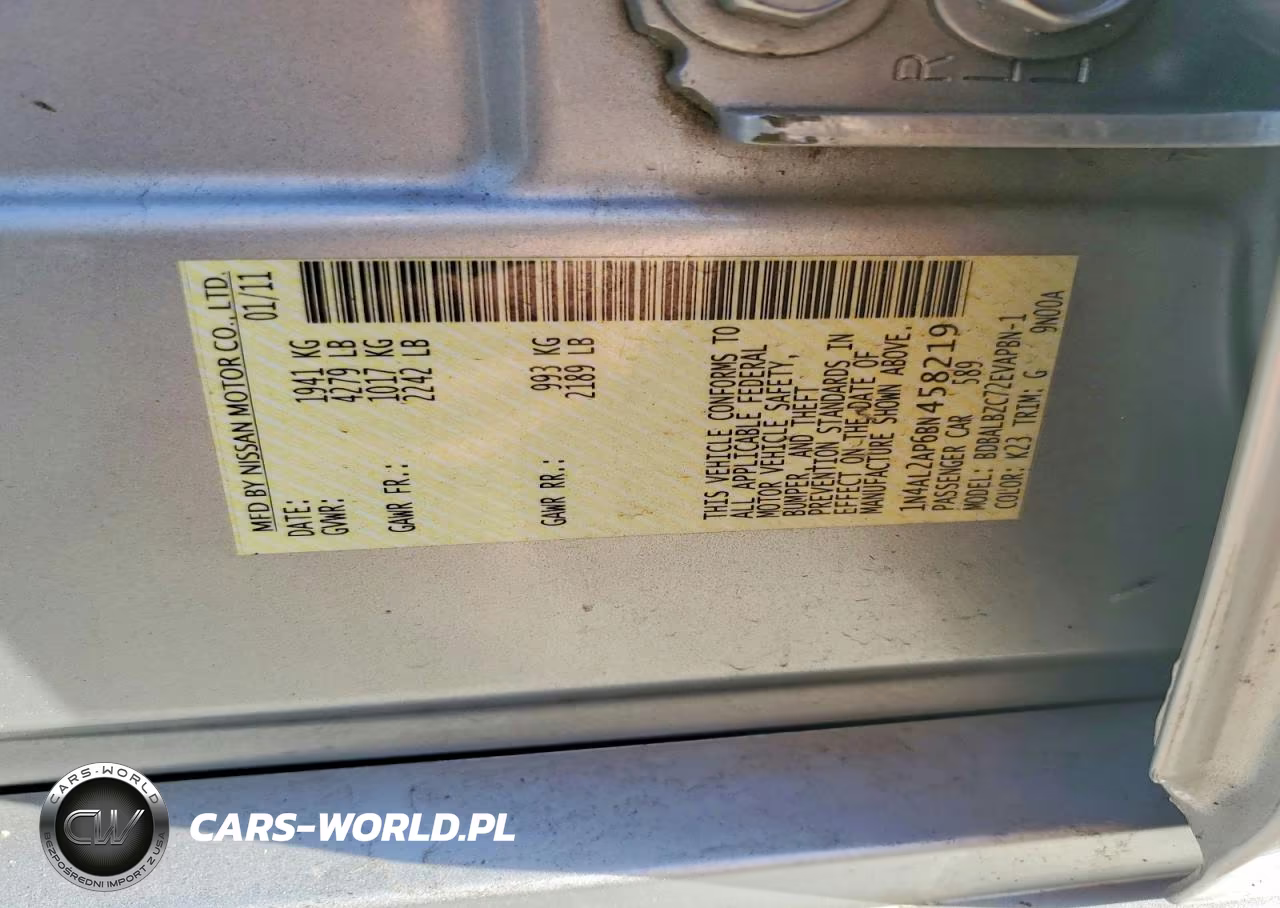2011 Nissan Altima VIN:1N4AL2AP6BN458219 - 12