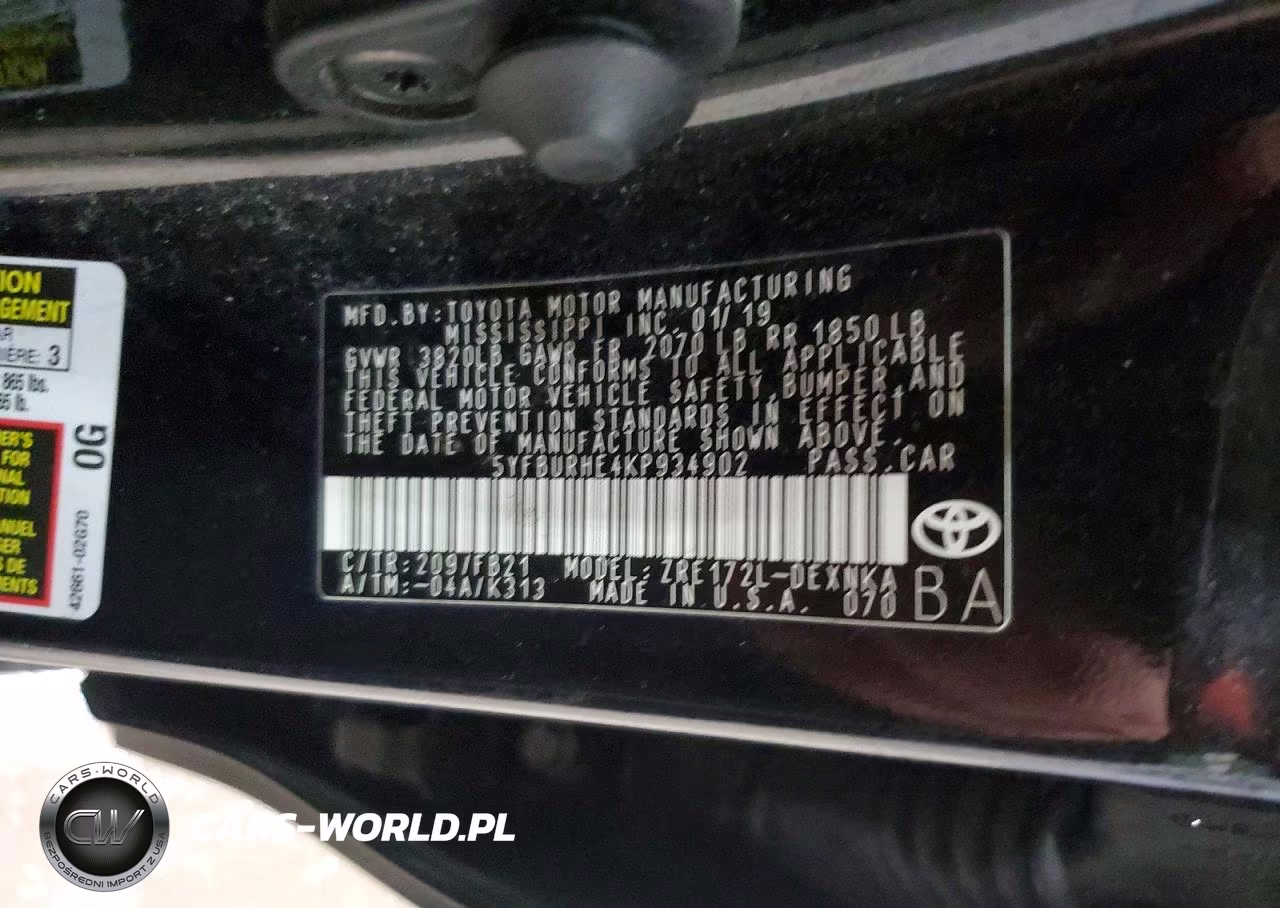 2019 Toyota Corolla Le VIN:5YFBURHE4KP934902 - 12
