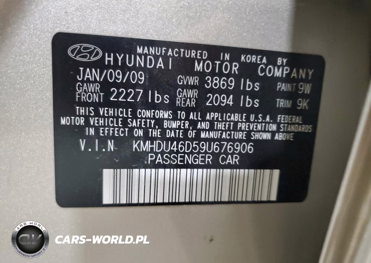 2009 Hyundai Elantra Gls VIN:KMHDU46D59U676906 - 12