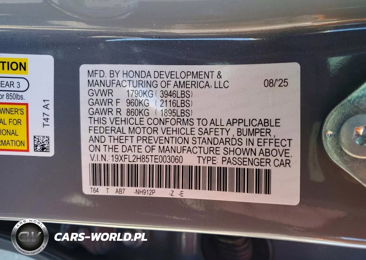 2026 Honda Civic Sport VIN:19XFL2H85TE003060 - 13