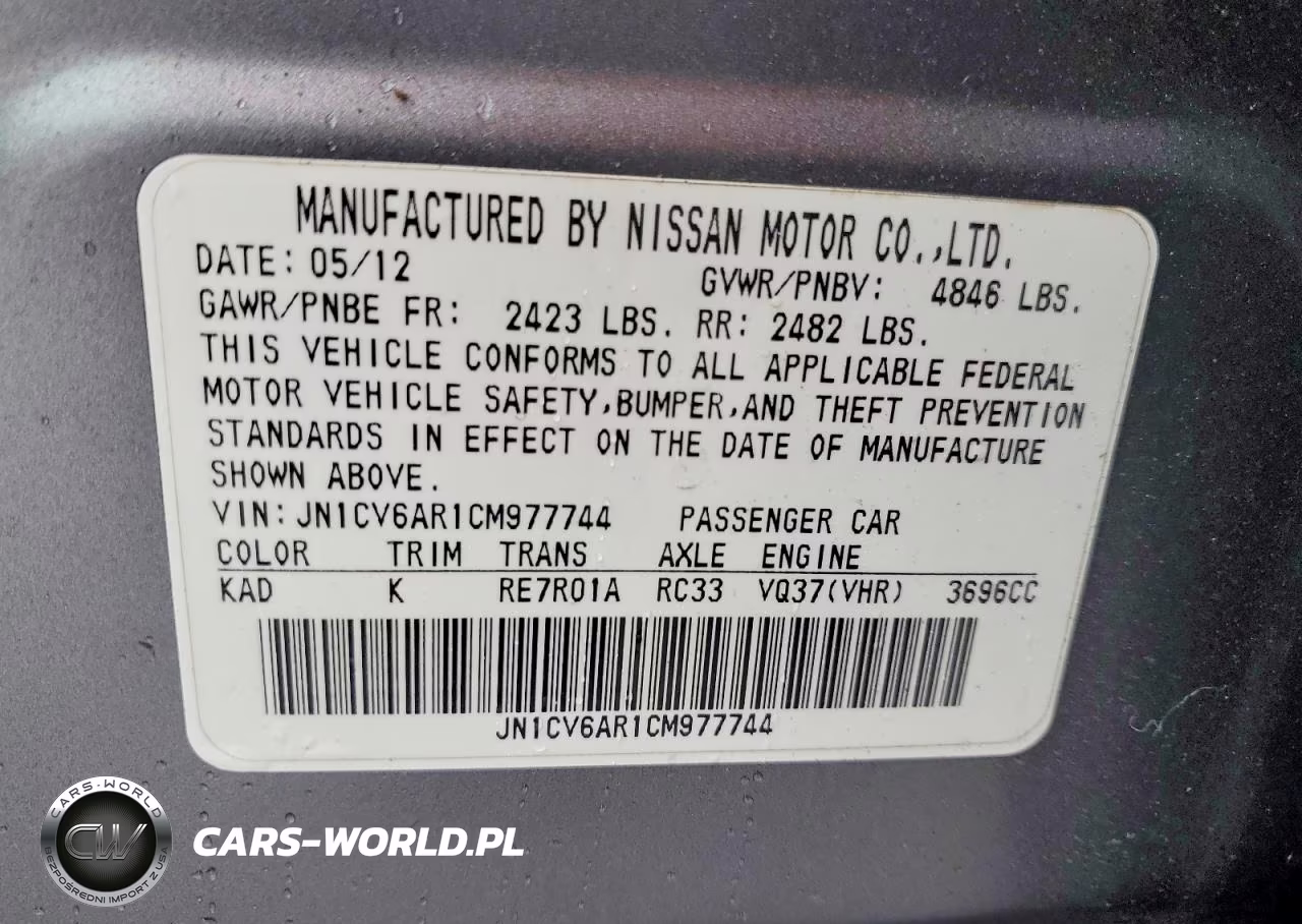 2012 Infiniti G37 Sedan X VIN:JN1CV6AR1CM977744 - 12
