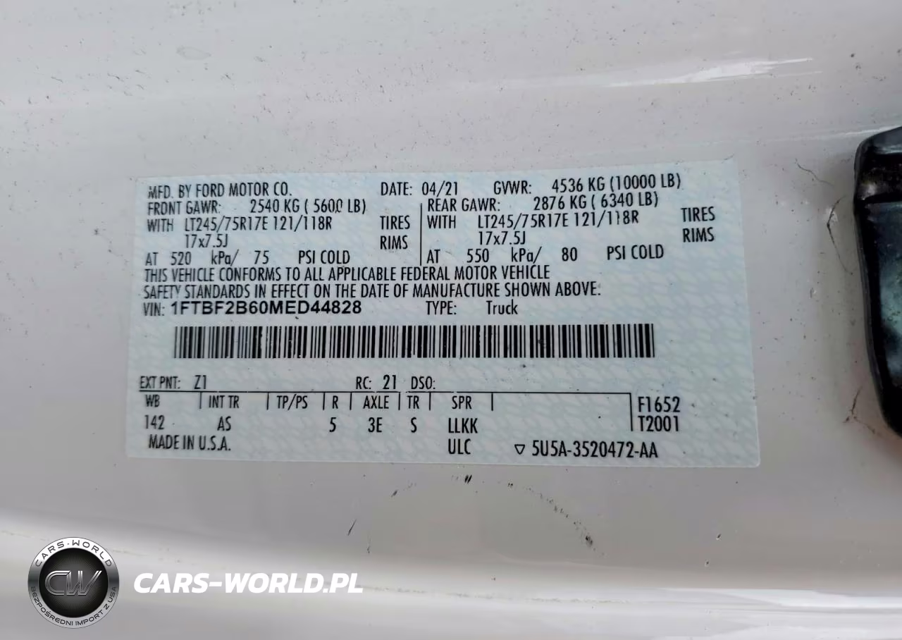 2021 Ford F250 Super Duty VIN:1FTBF2B60MED44828 - 13
