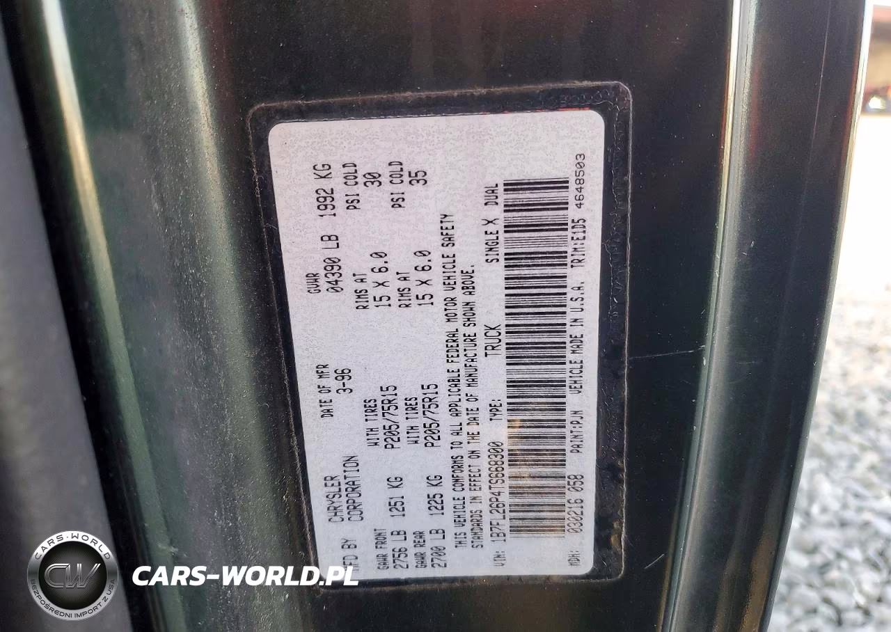 1996 Dodge Dakota VIN:1B7FL26P4TS668300 - 12