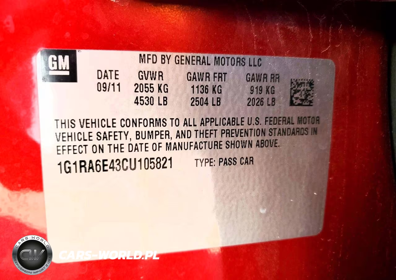 2012 Chevrolet Volt VIN:1G1RA6E43CU105821 - 12