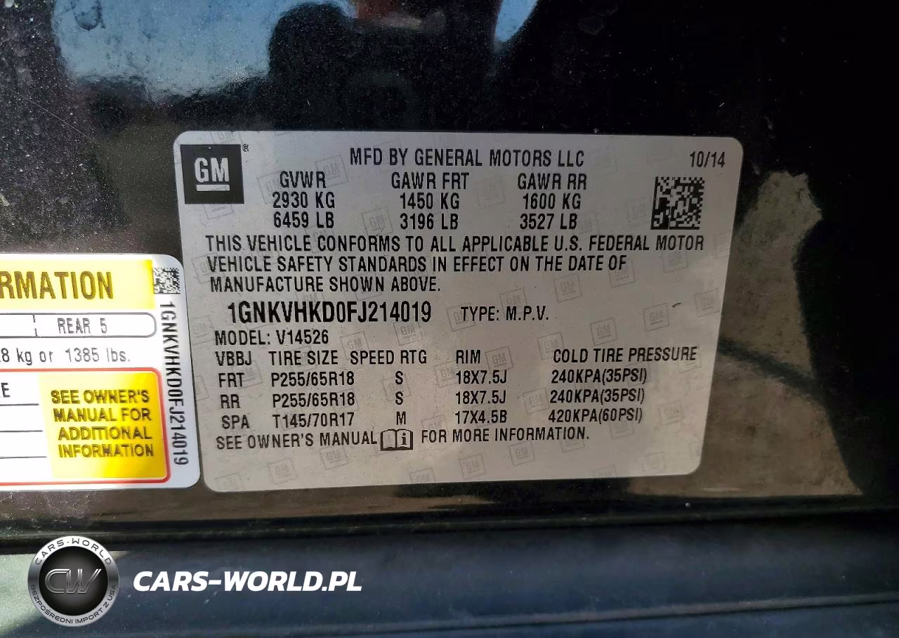 2015 Chevrolet Traverse Lt VIN:1GNKVHKD0FJ214019 - 14