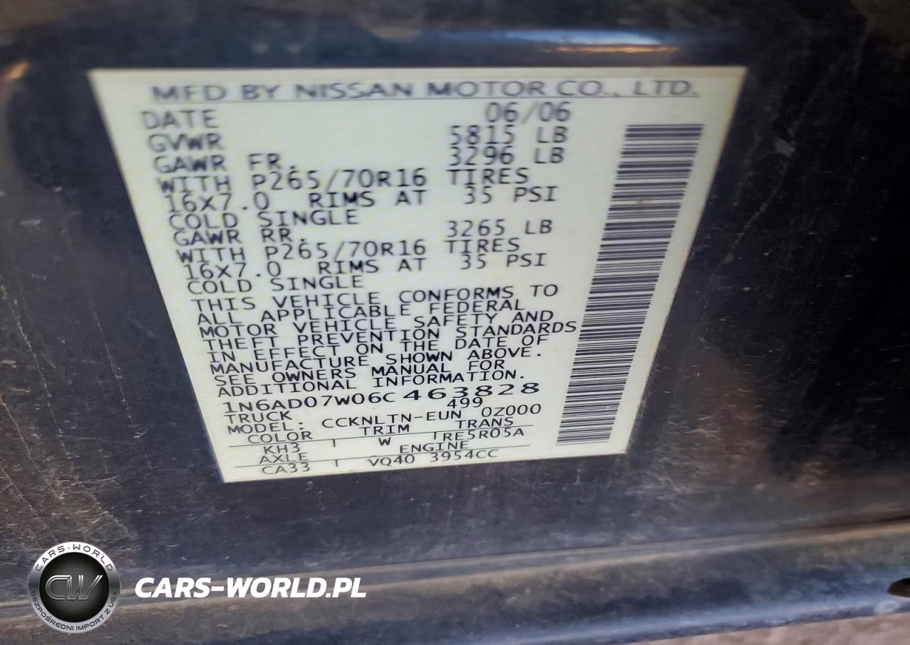 2006 Nissan Frontier Se VIN:1N6AD07W06C463828 - 12
