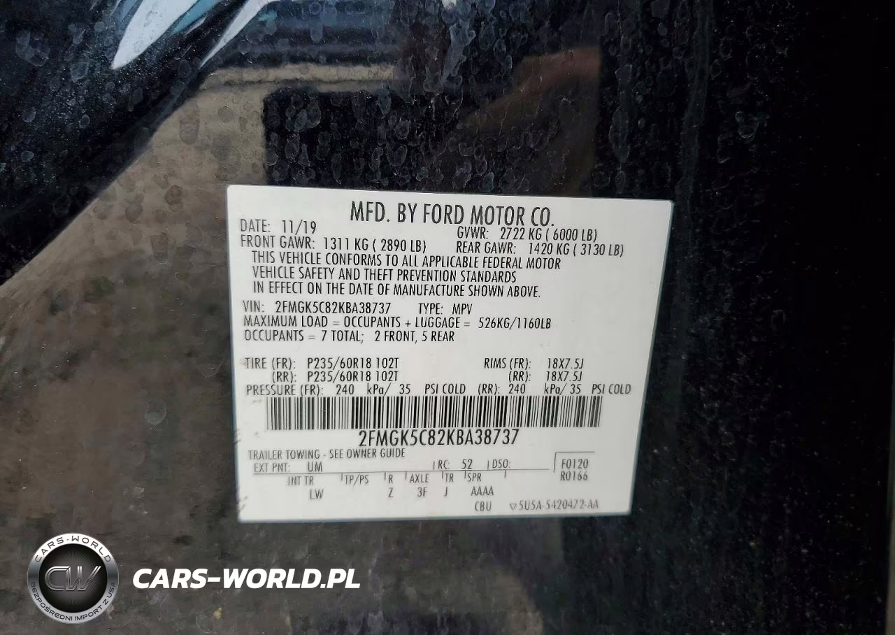 2019 Ford Flex Sel VIN:2FMGK5C82KBA38737 - 13