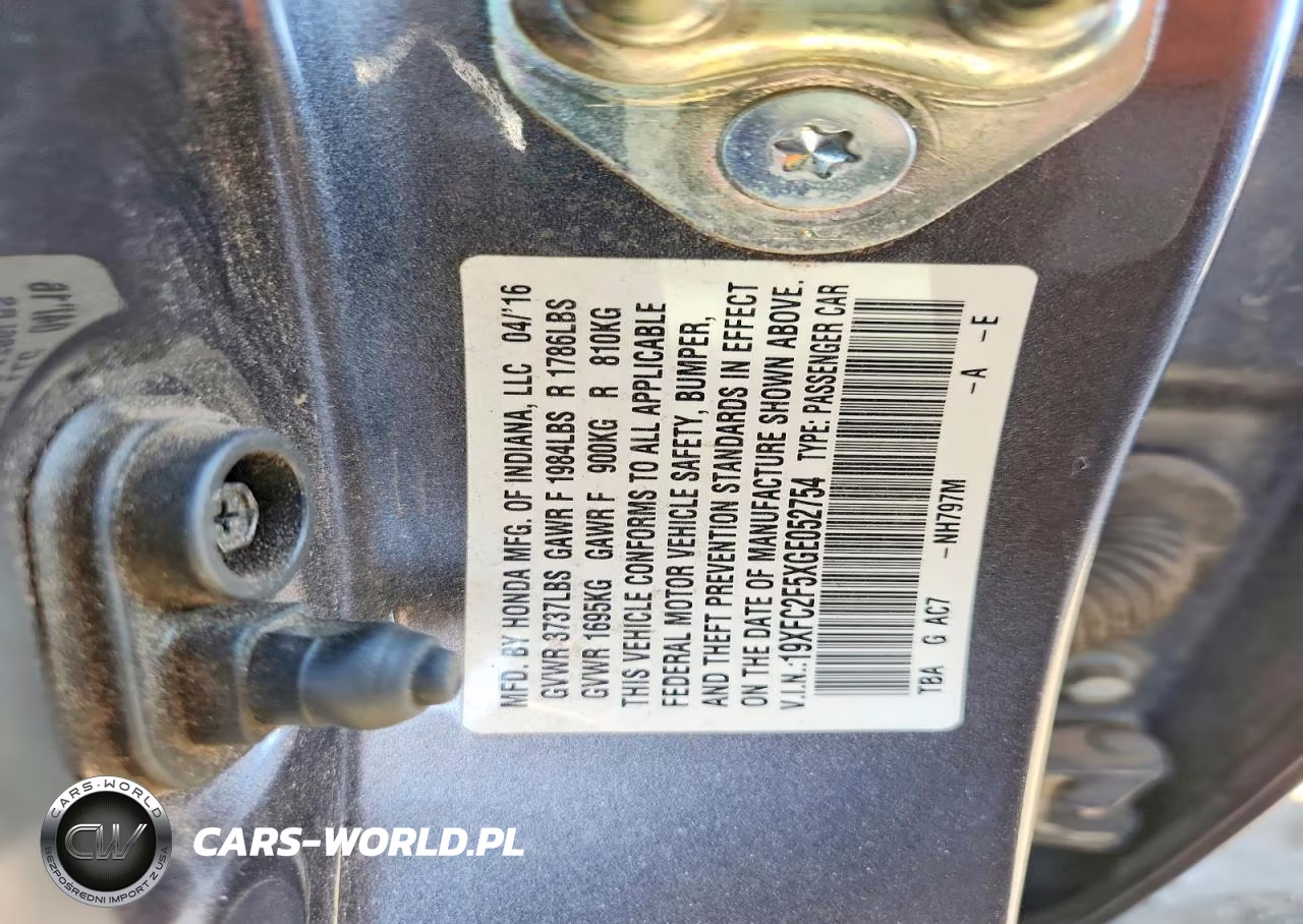 2016 Honda Civic VIN:19XFC2F5XGE052754 - 13