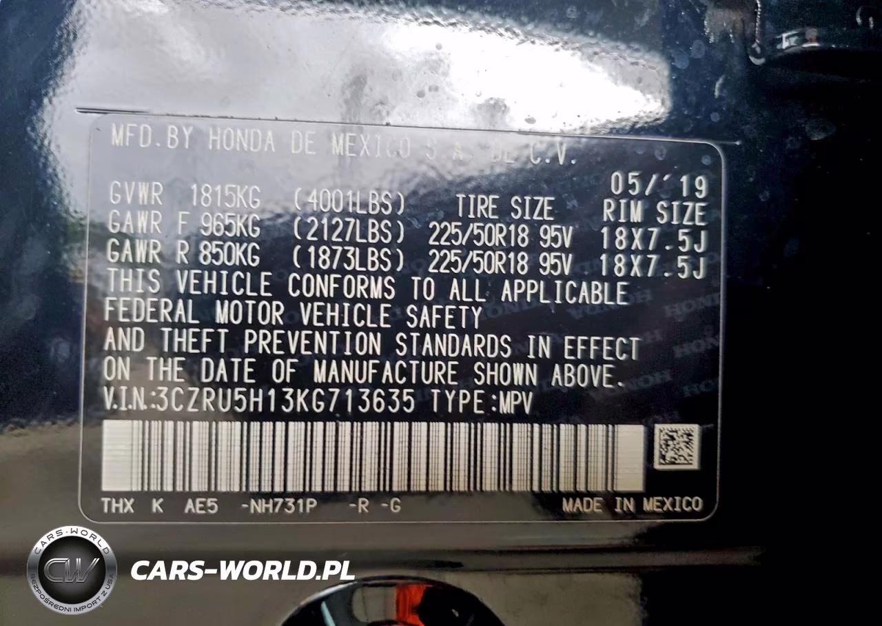 2019 Honda Hr-V Sport VIN:3CZRU5H13KG713635 - 13