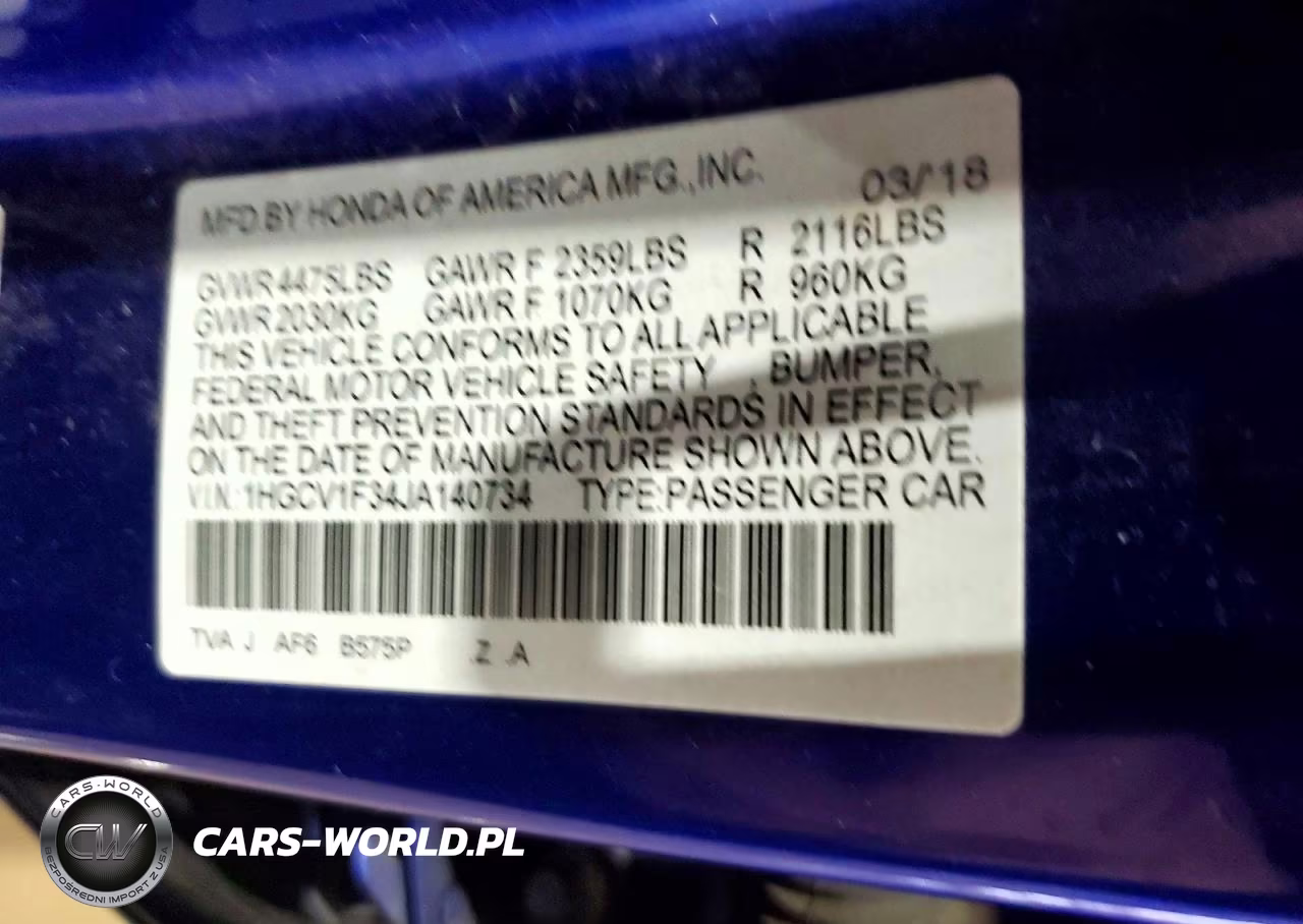 2018 Honda Accord Sport VIN:1HGCV1F34JA140734 - 12