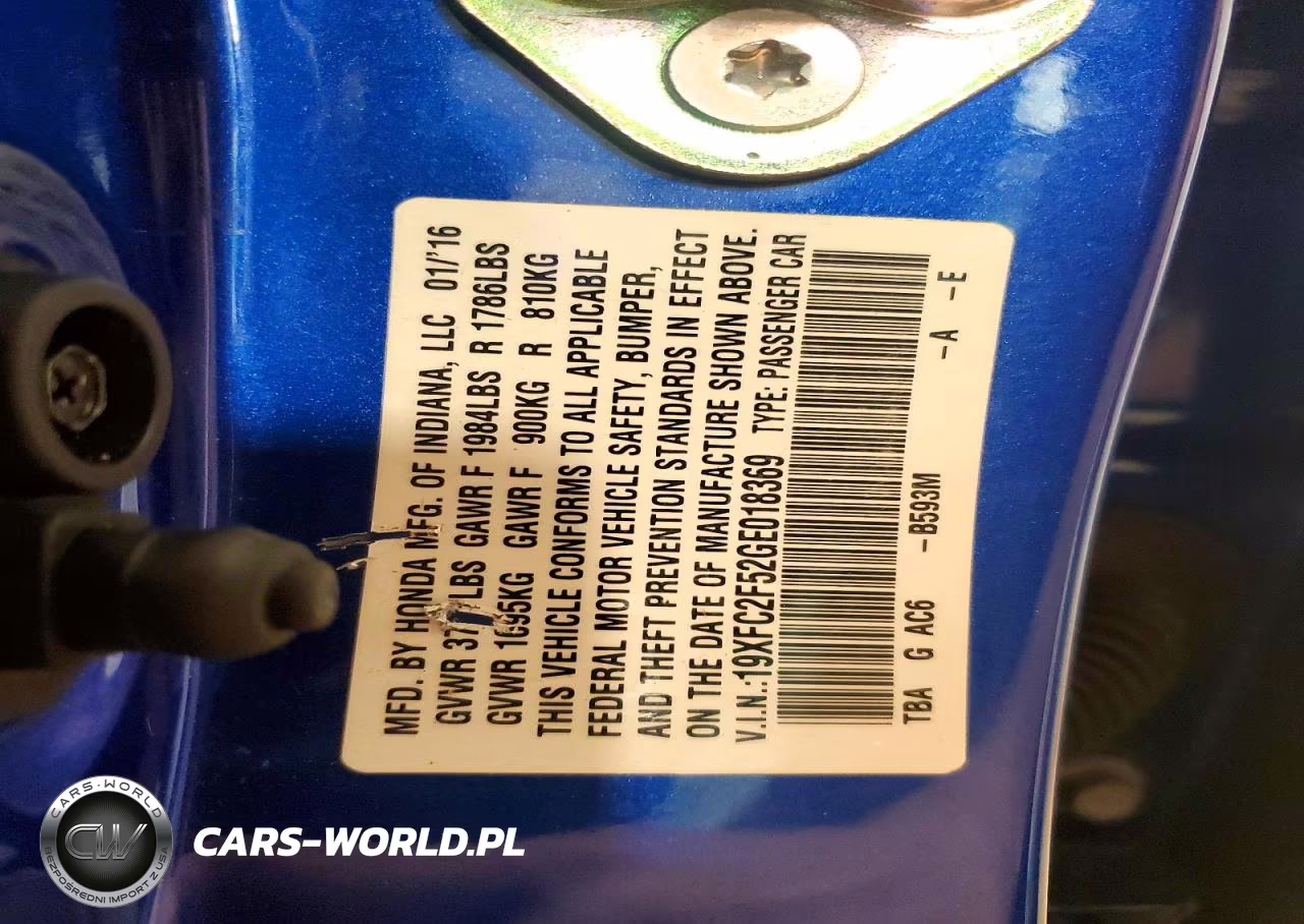 2016 Honda Civic Lx VIN:19XFC2F52GE018369 - 12
