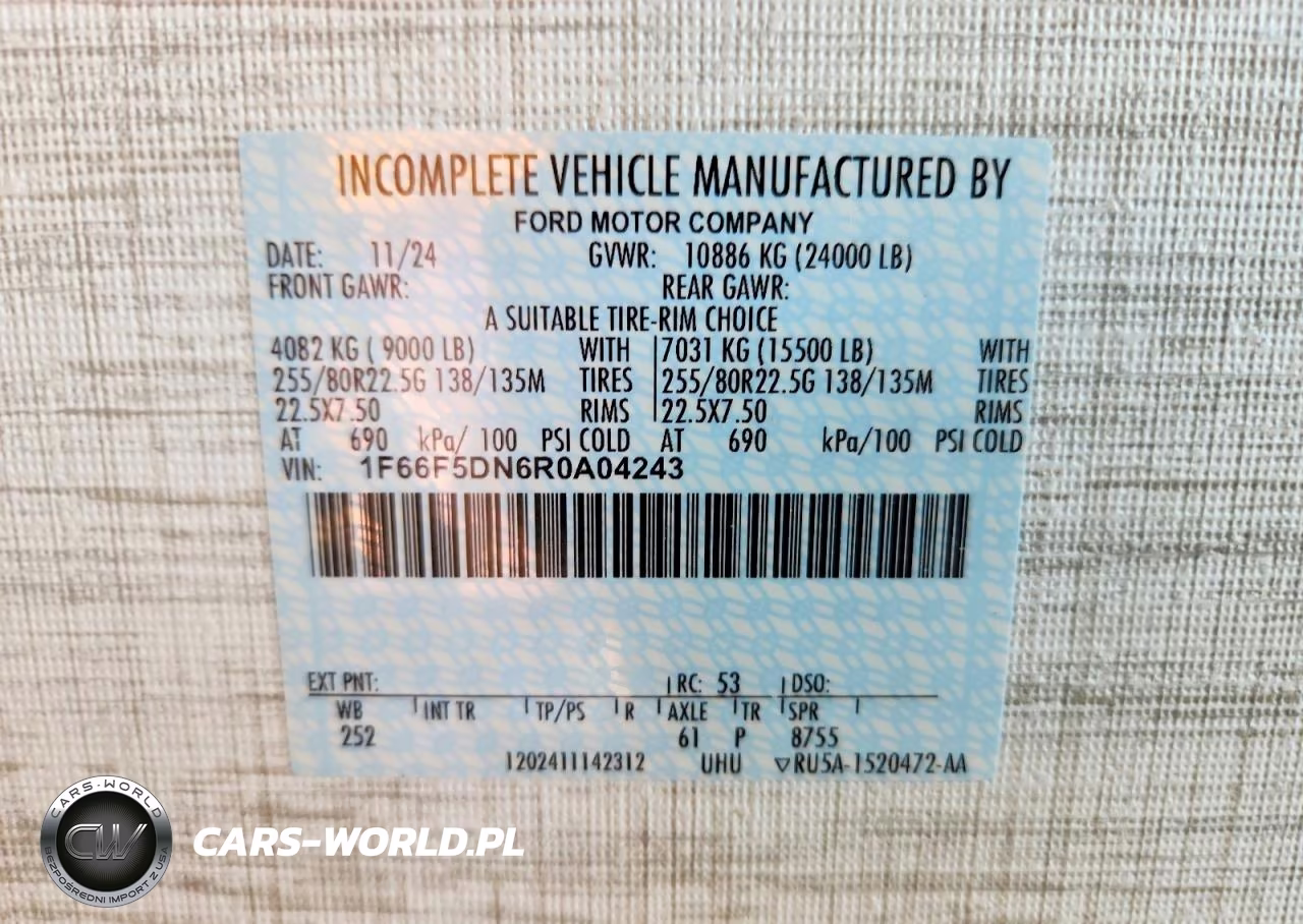 2024 Ford F53 Rv VIN:1F66F5DN6R0A04243 - 10