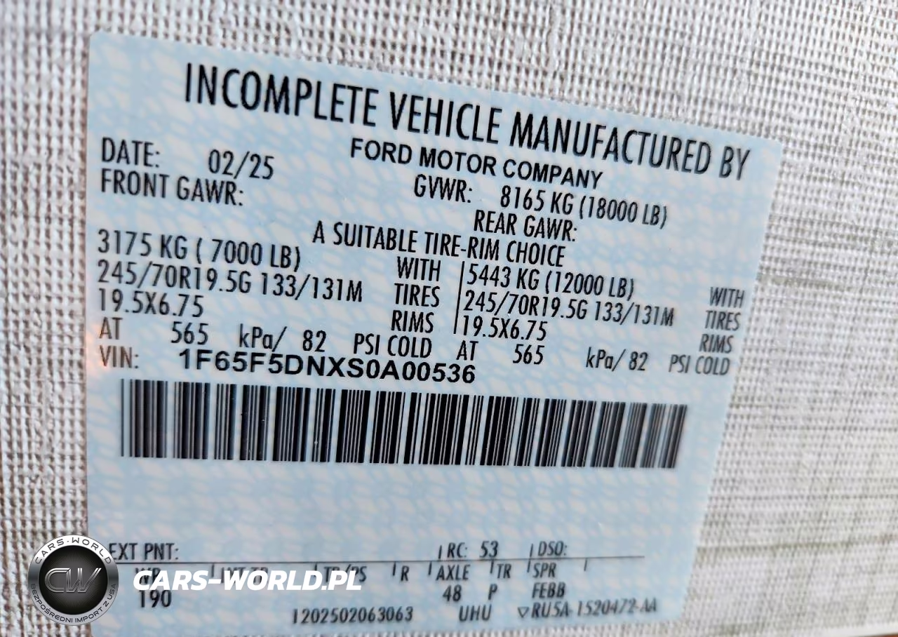 2025 Ford Alante Rv VIN:1F65F5DNXS0A00536 - 10