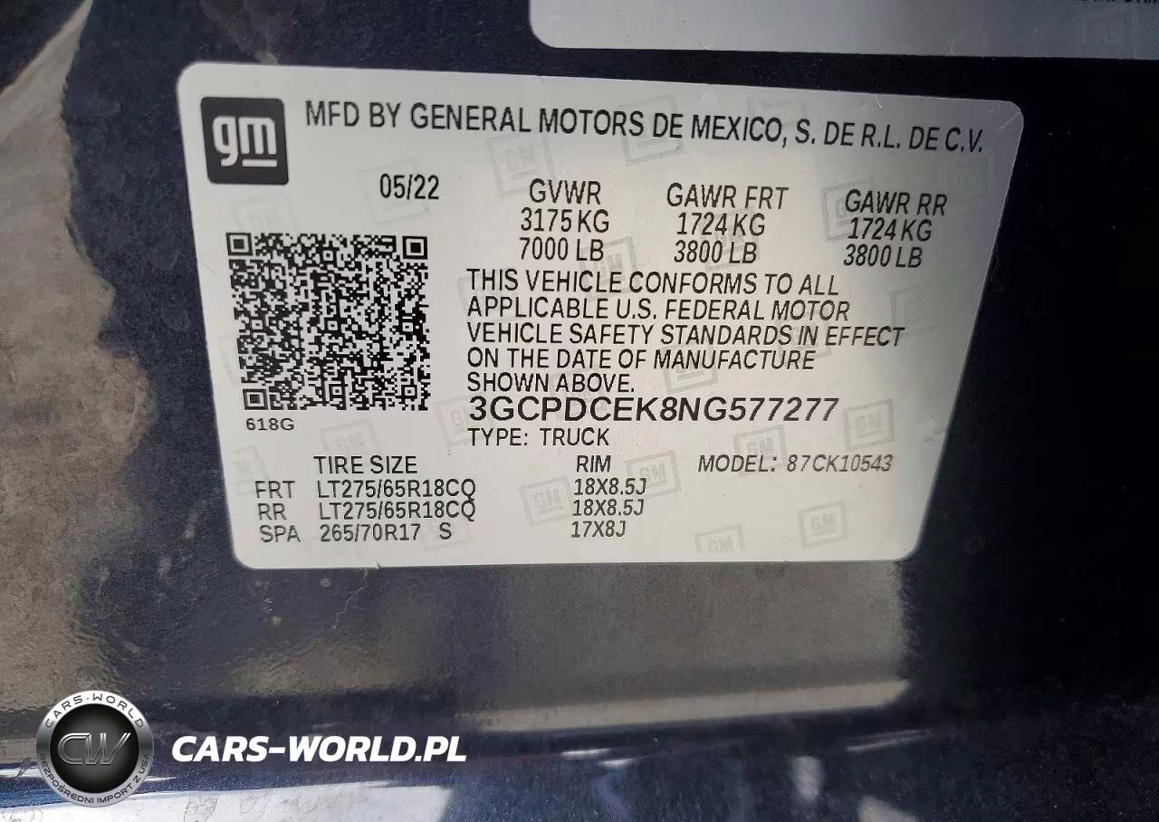 2022 Chevrolet Silverado K1500 Trail Boss Custom VIN:3GCPDCEK8NG577277 - 12
