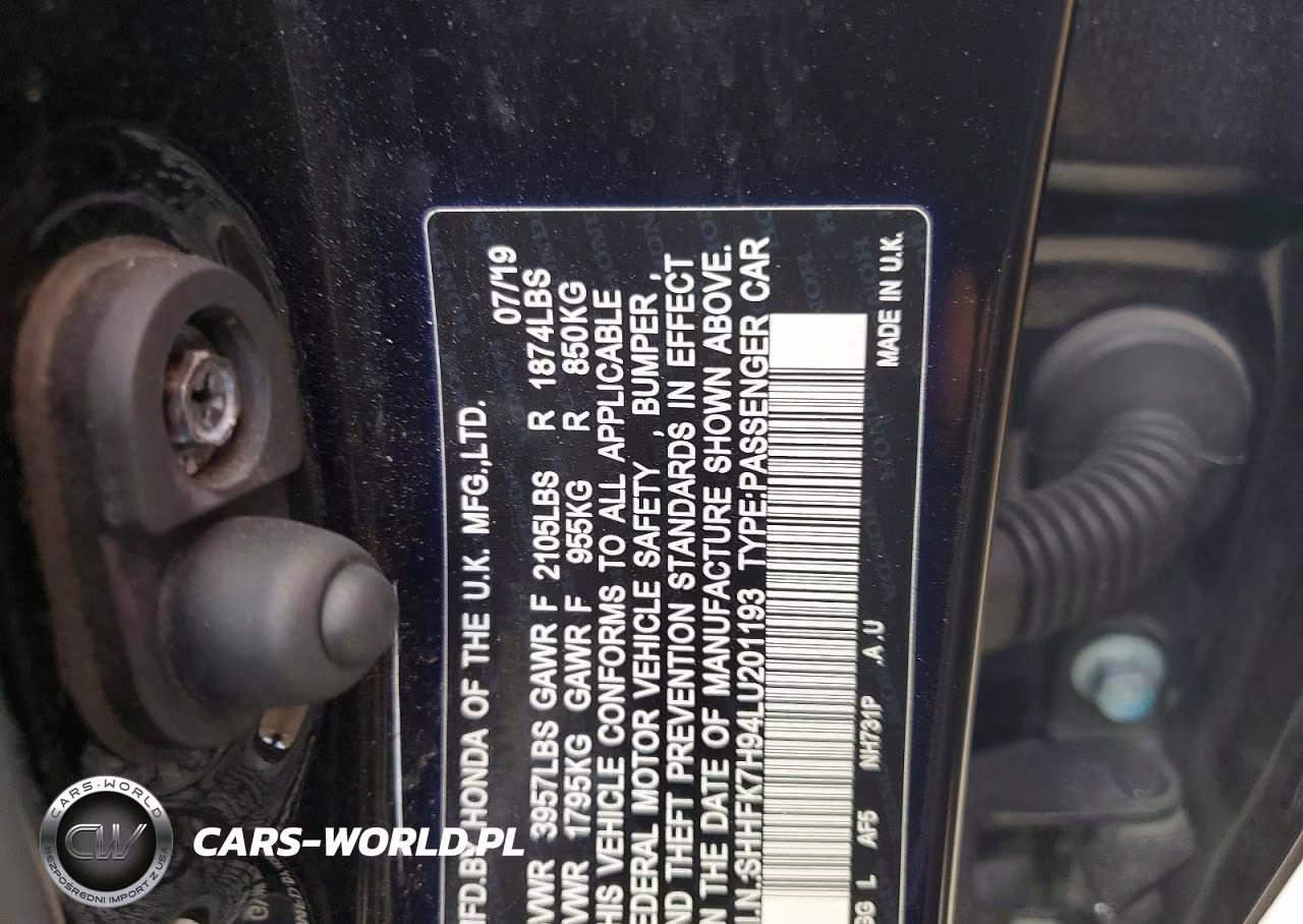 2020 Honda Civic Sport Touring VIN:SHHFK7H94LU201193 - 12