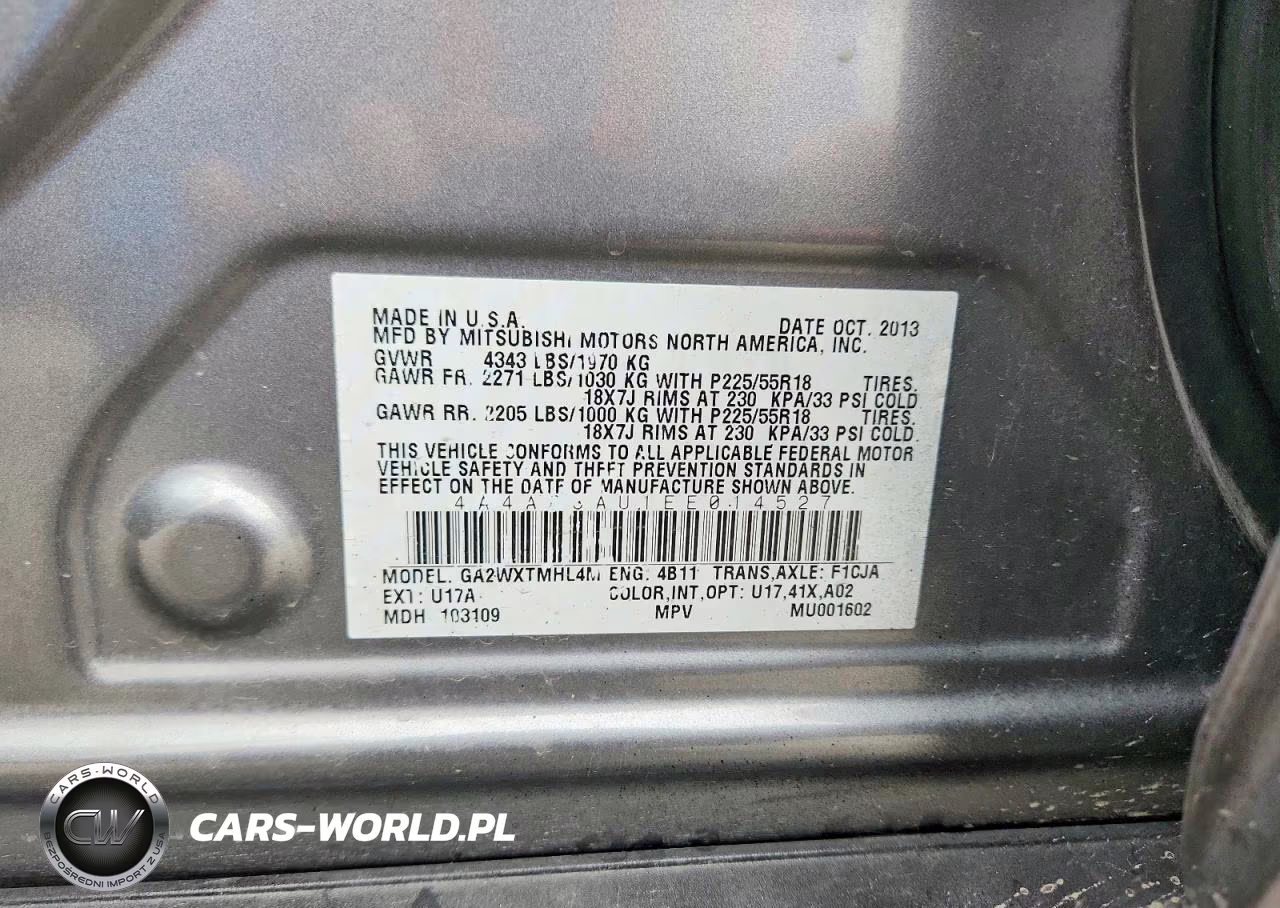 2014 Mitsubishi Outlander Sport Es VIN:4A4AP3AU1EE014527 - 12