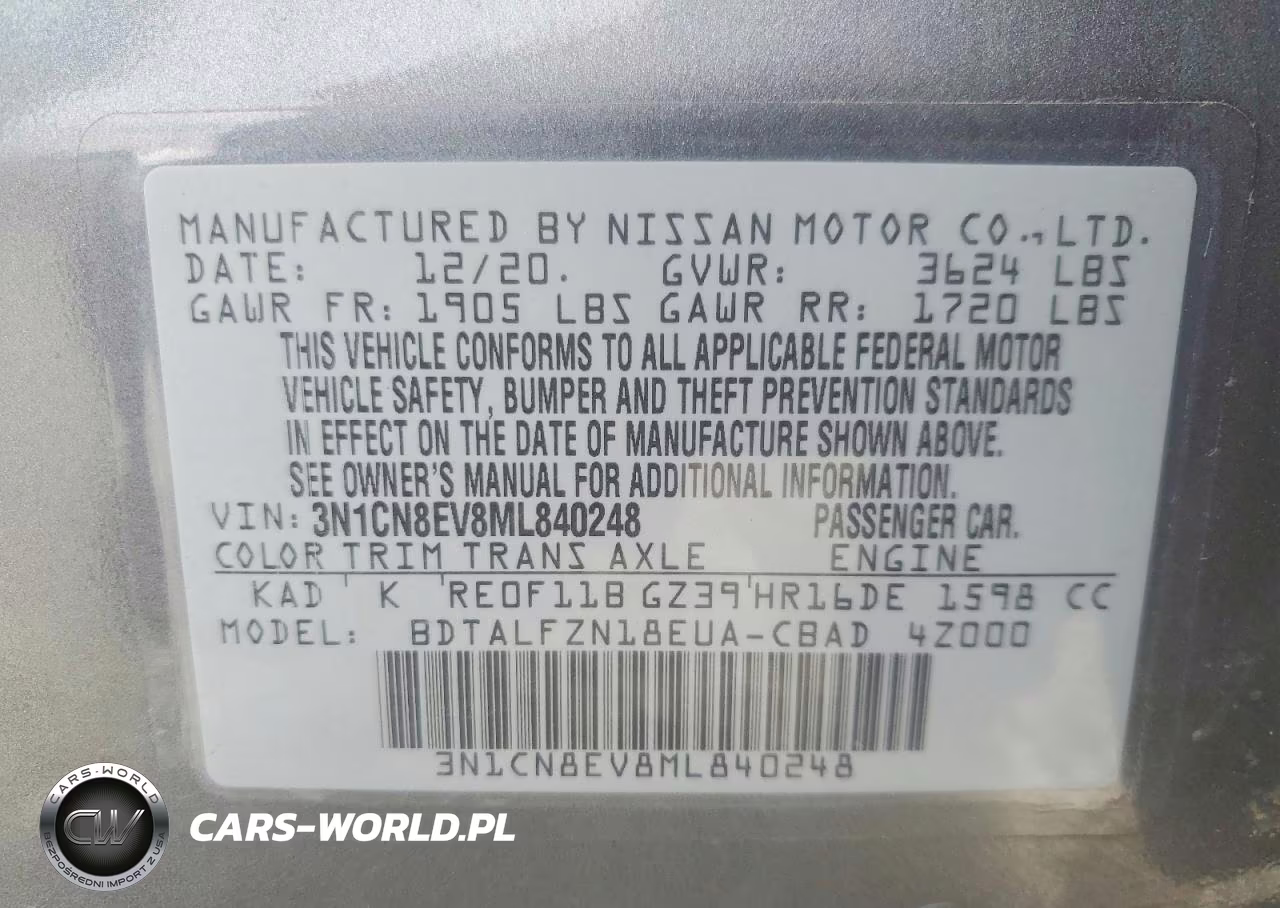 2021 Nissan Versa Sv VIN:3N1CN8EV8ML840248 - 13
