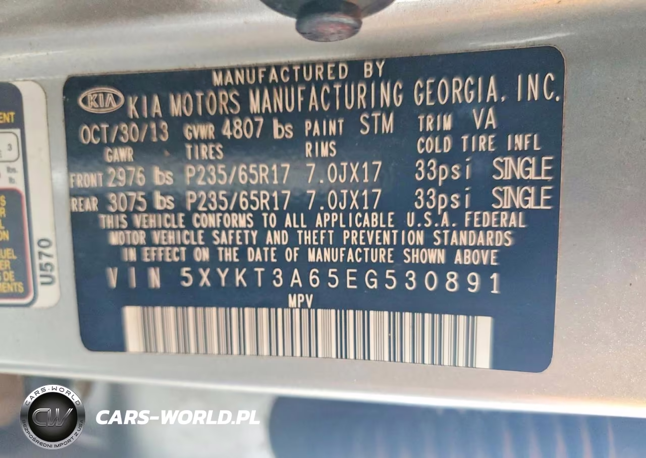 2014 Kia Sorento Lx VIN:5XYKT3A65EG530891 - 13