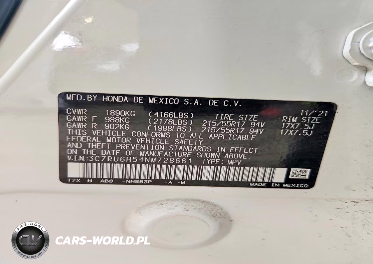 2022 Honda Hr-V Ex VIN:3CZRU6H54NM728661 - 12