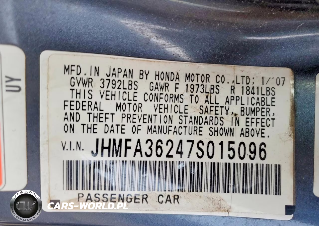 2007 Honda Civic Hybrid VIN:JHMFA36247S015096 - 12