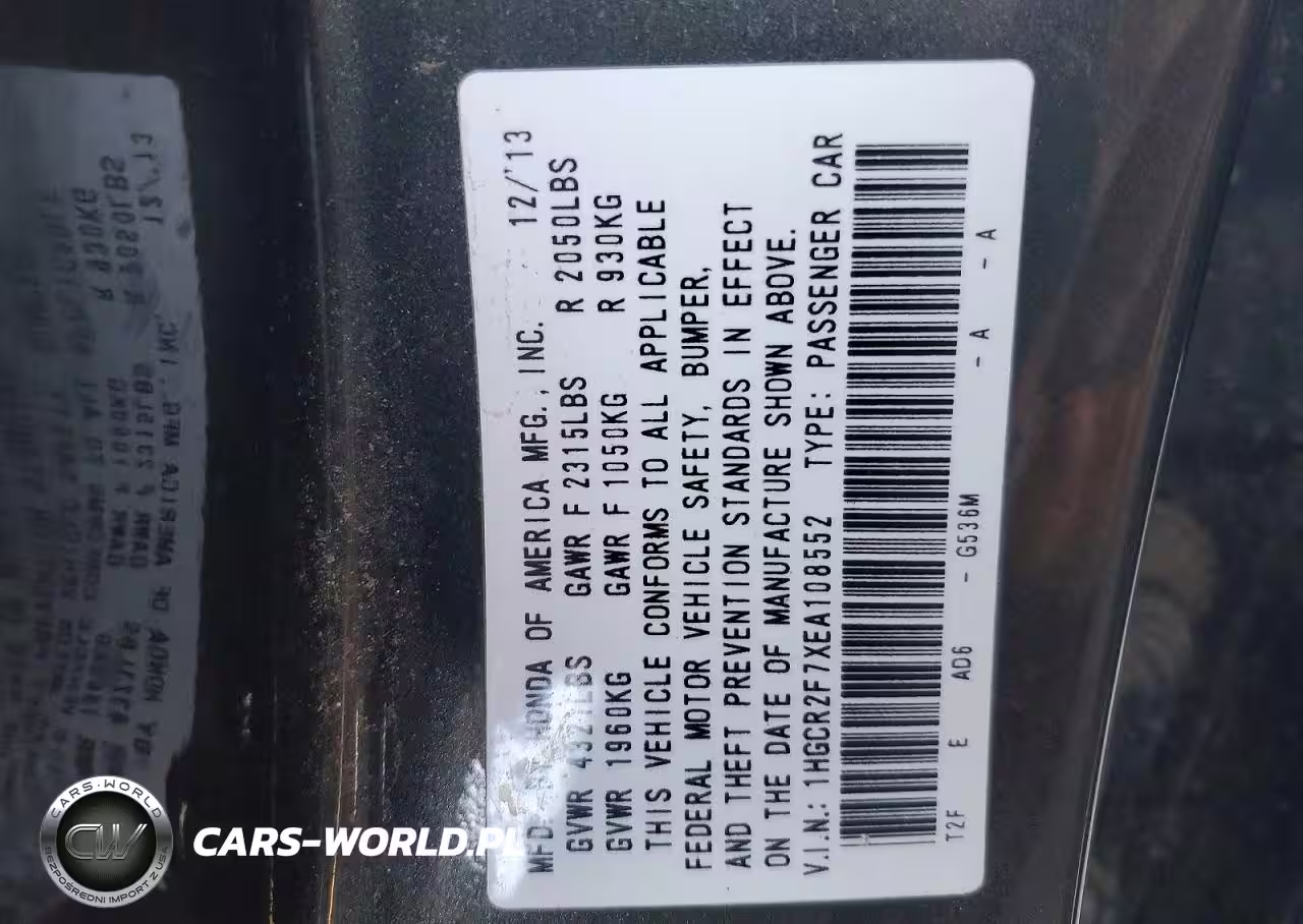 2014 Honda Accord VIN:1HGCR2F7XEA108552 - 12