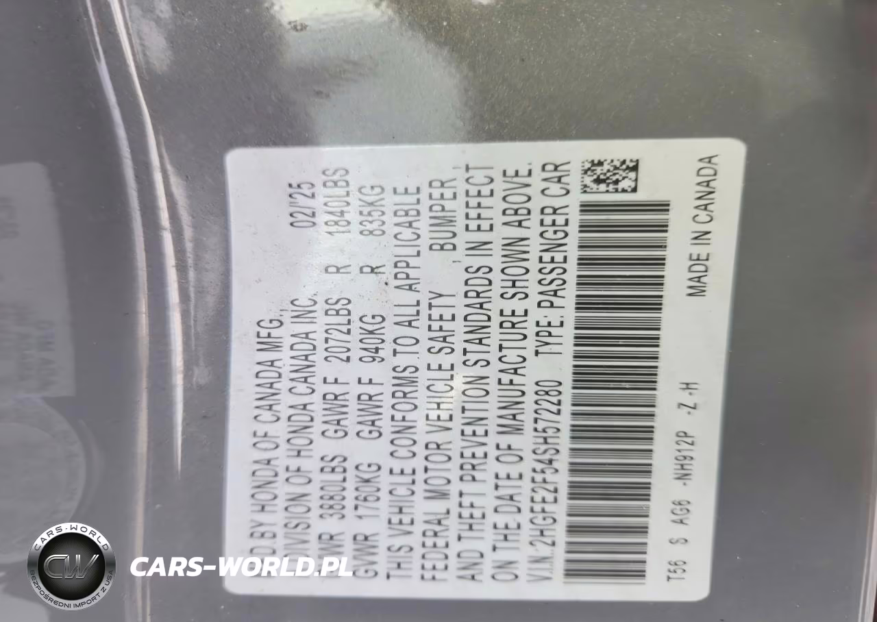 2025 Honda Civic Sport VIN:2HGFE2F54SH572280 - 12