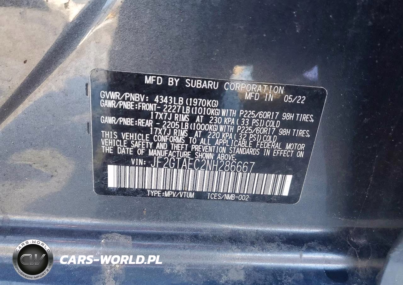 2022 Subaru Crosstrek Premium VIN:JF2GTAEC2NH286667 - 12