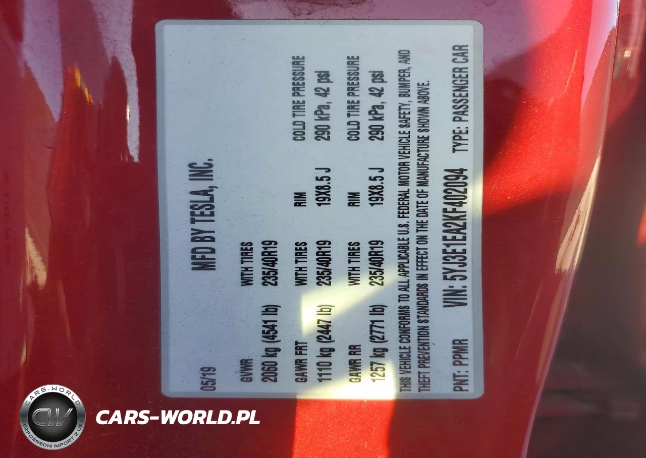 2019 Tesla Model 3 VIN:5YJ3E1EA2KF402094 - 13