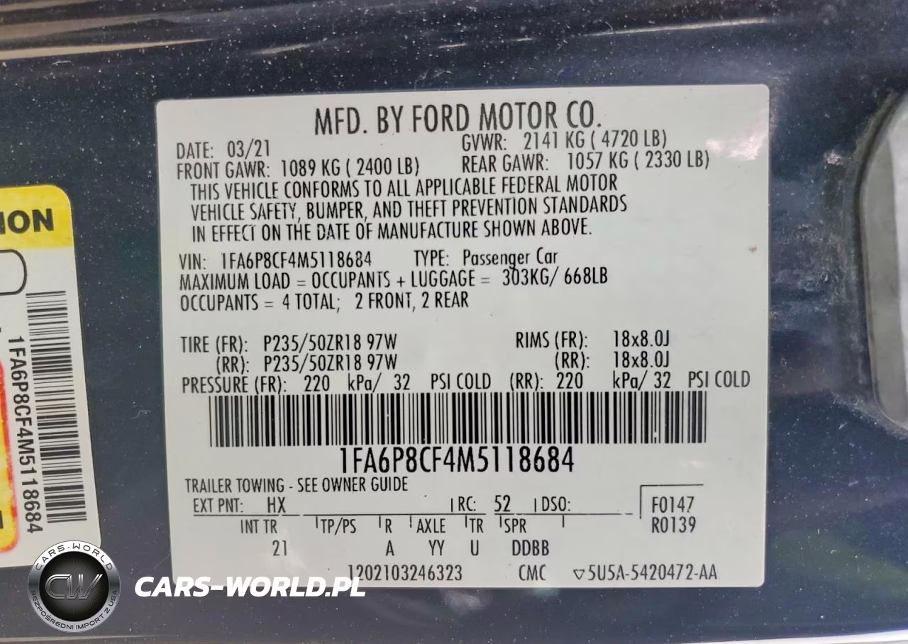 2021 Ford Mustang Gt VIN:1FA6P8CF4M5118684 - 12
