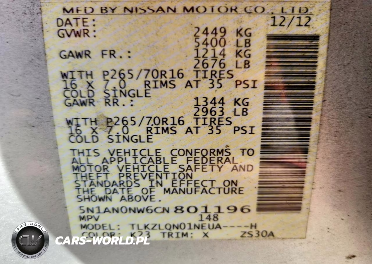 2012 Nissan Xterra X VIN:5N1AN0NW6CN801196 - 12