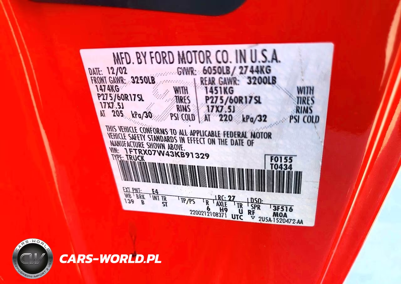 2003 Ford F150 VIN:1FTRX07W43KB91329 - 13