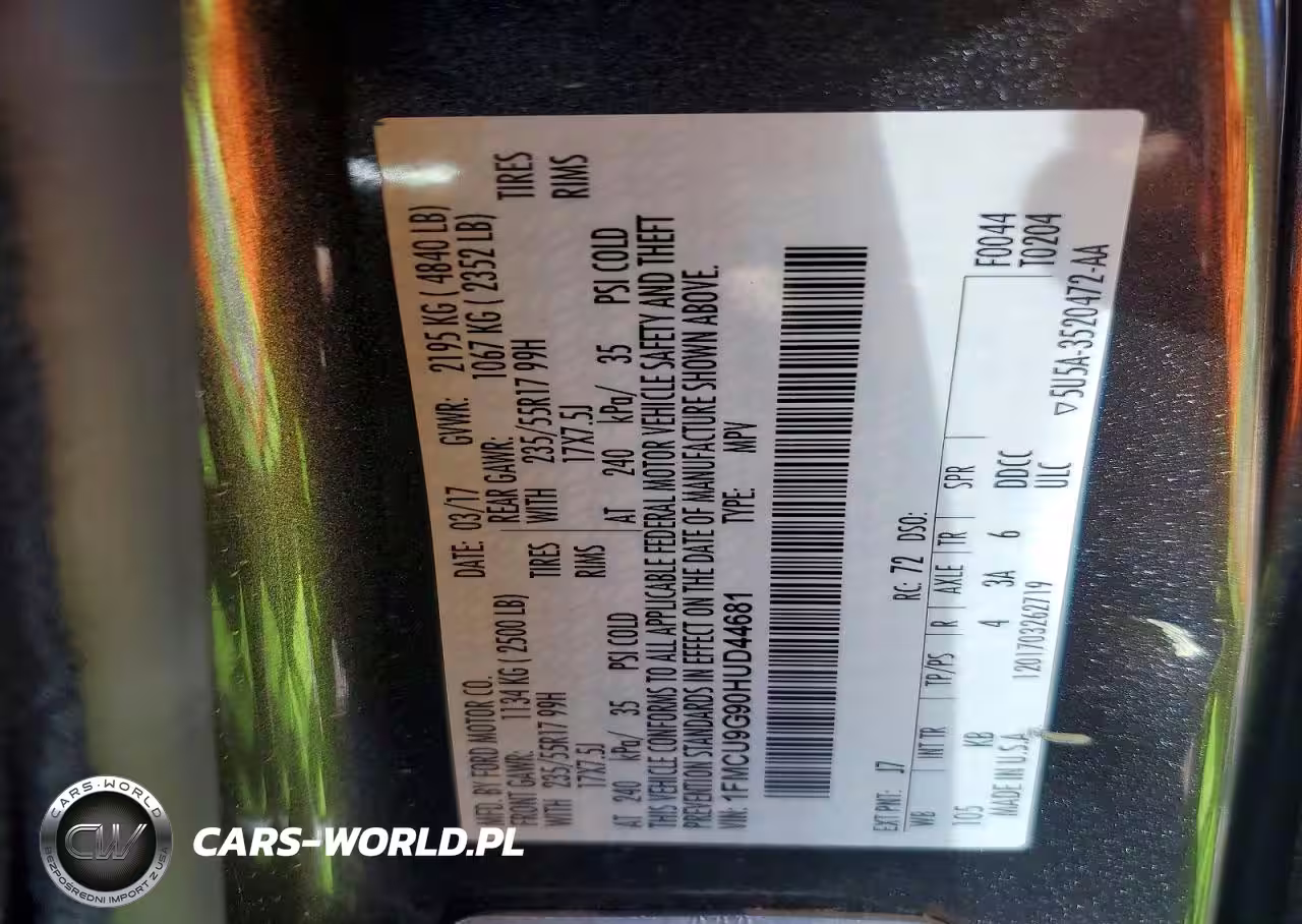 2017 Ford Escape Se VIN:1FMCU9G90HUD44681 - 13
