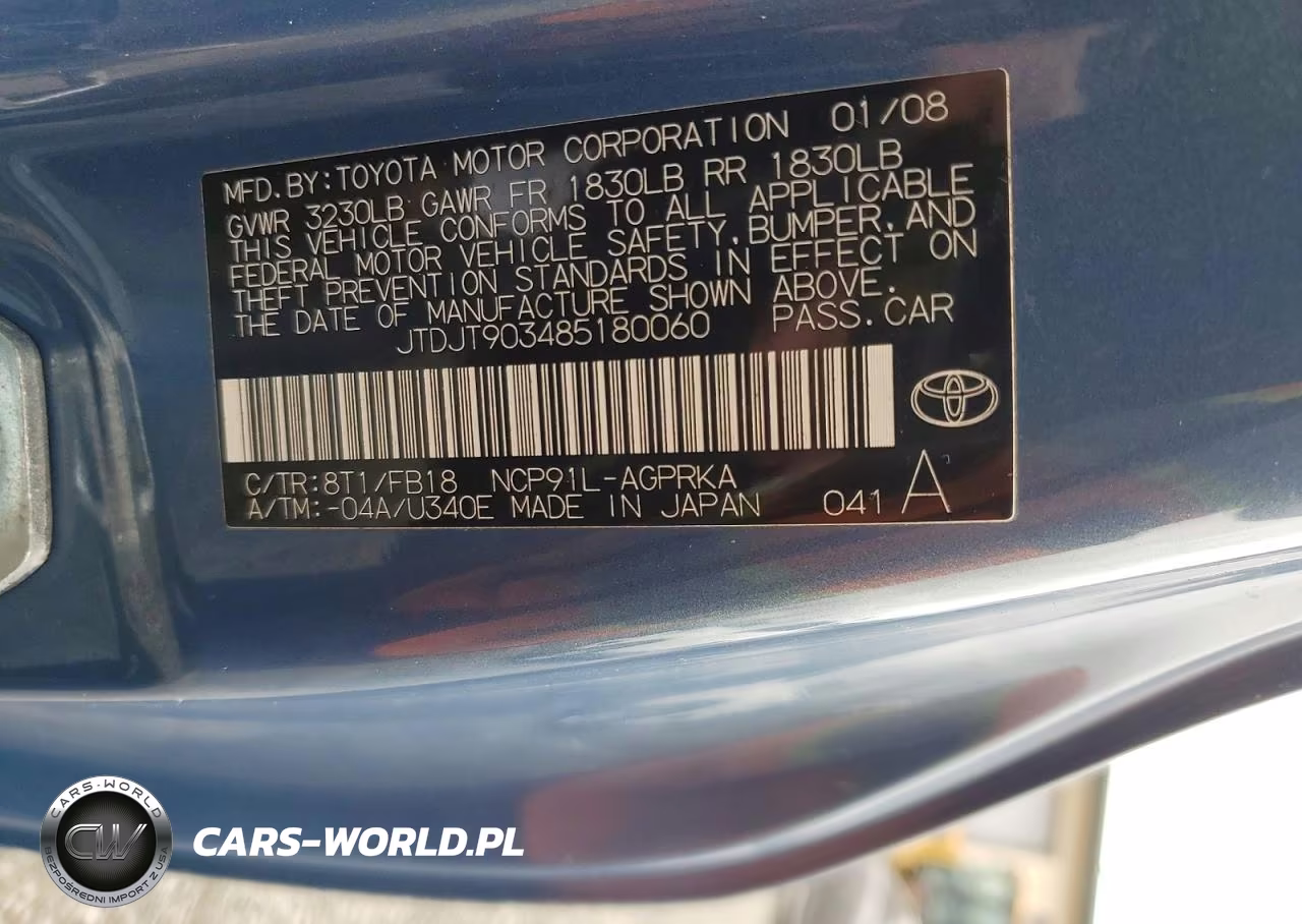 2008 Toyota Yaris Base VIN:JTDJT903485180060 - 12