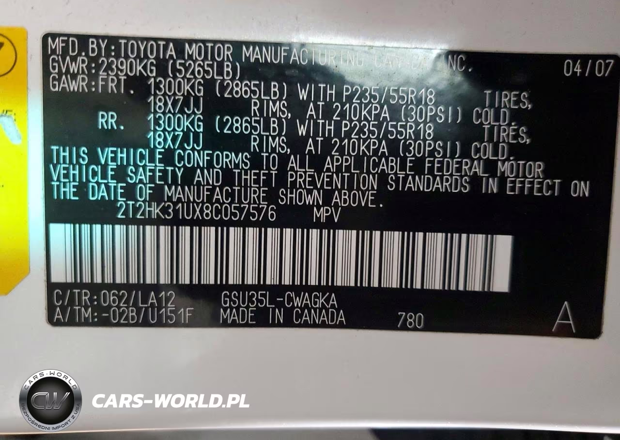 2008 Lexus Rx 350 Base VIN:2T2HK31UX8C057576 - 12