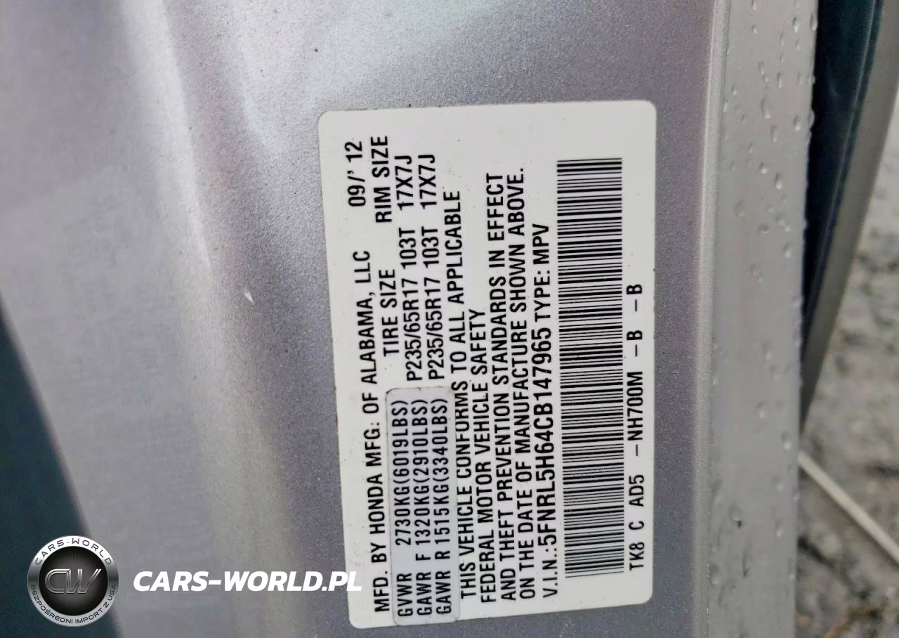2012 Honda Odyssey Exl VIN:5FNRL5H64CB147965 - 14