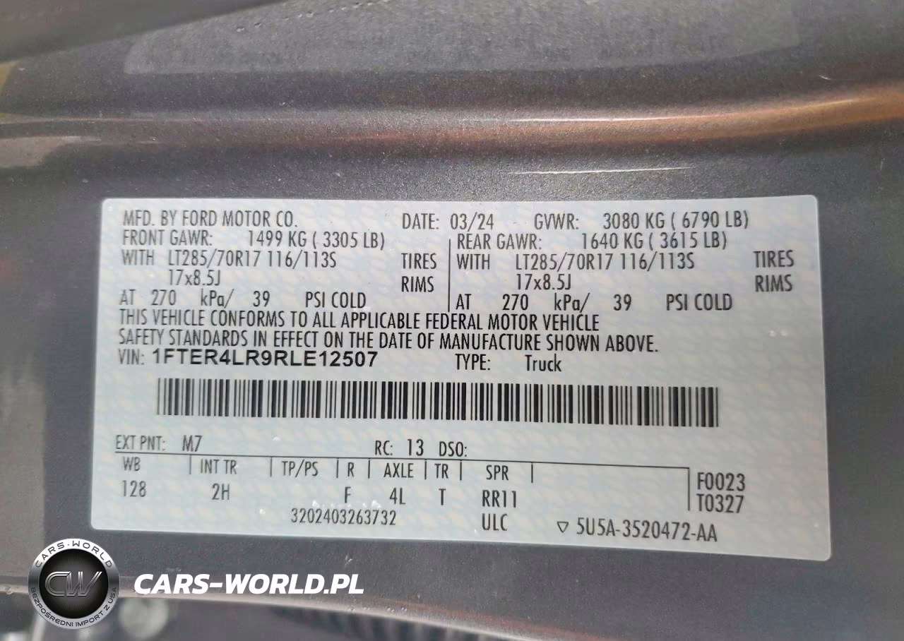 2024 Ford Ranger Raptor VIN:1FTER4LR9RLE12507 - 13