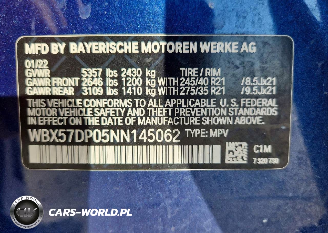 2022 BMW X3 xDrive30I VIN:WBX57DP05NN145062 - 13