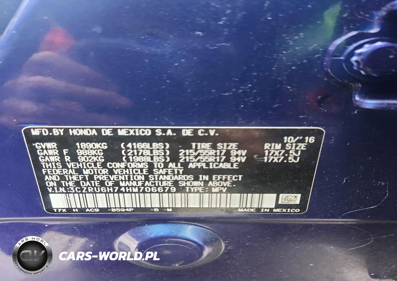 2017 Honda Hr-V Exl VIN:3CZRU6H74HM706679 - 12