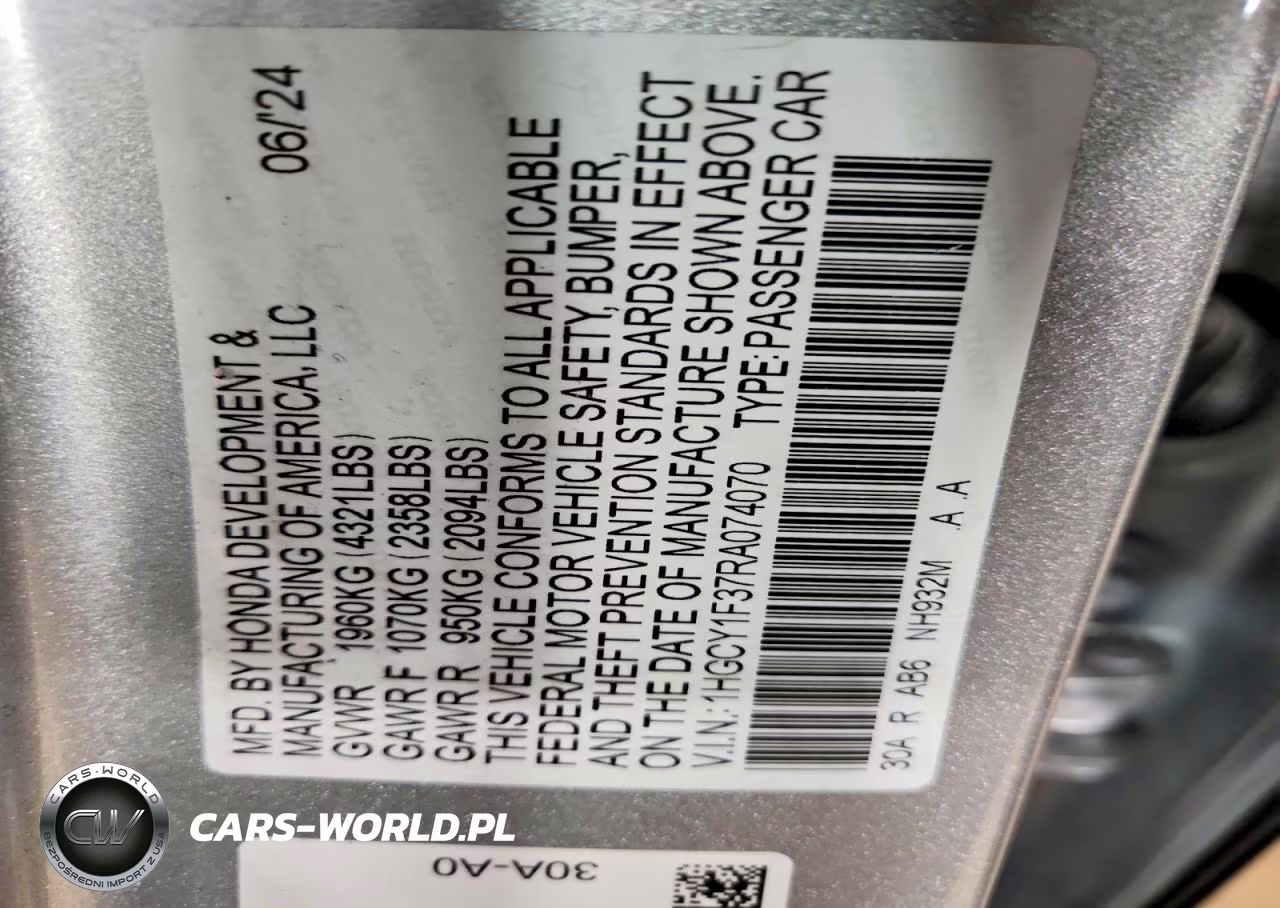 2024 Honda Accord Ex VIN:1HGCY1F37RA074070 - 13