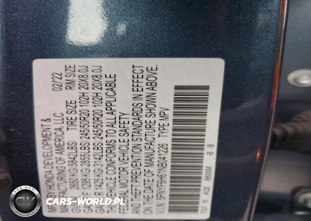 2022 Honda Pilot Touring VIN:5FNYF6H61NB041226 - 12