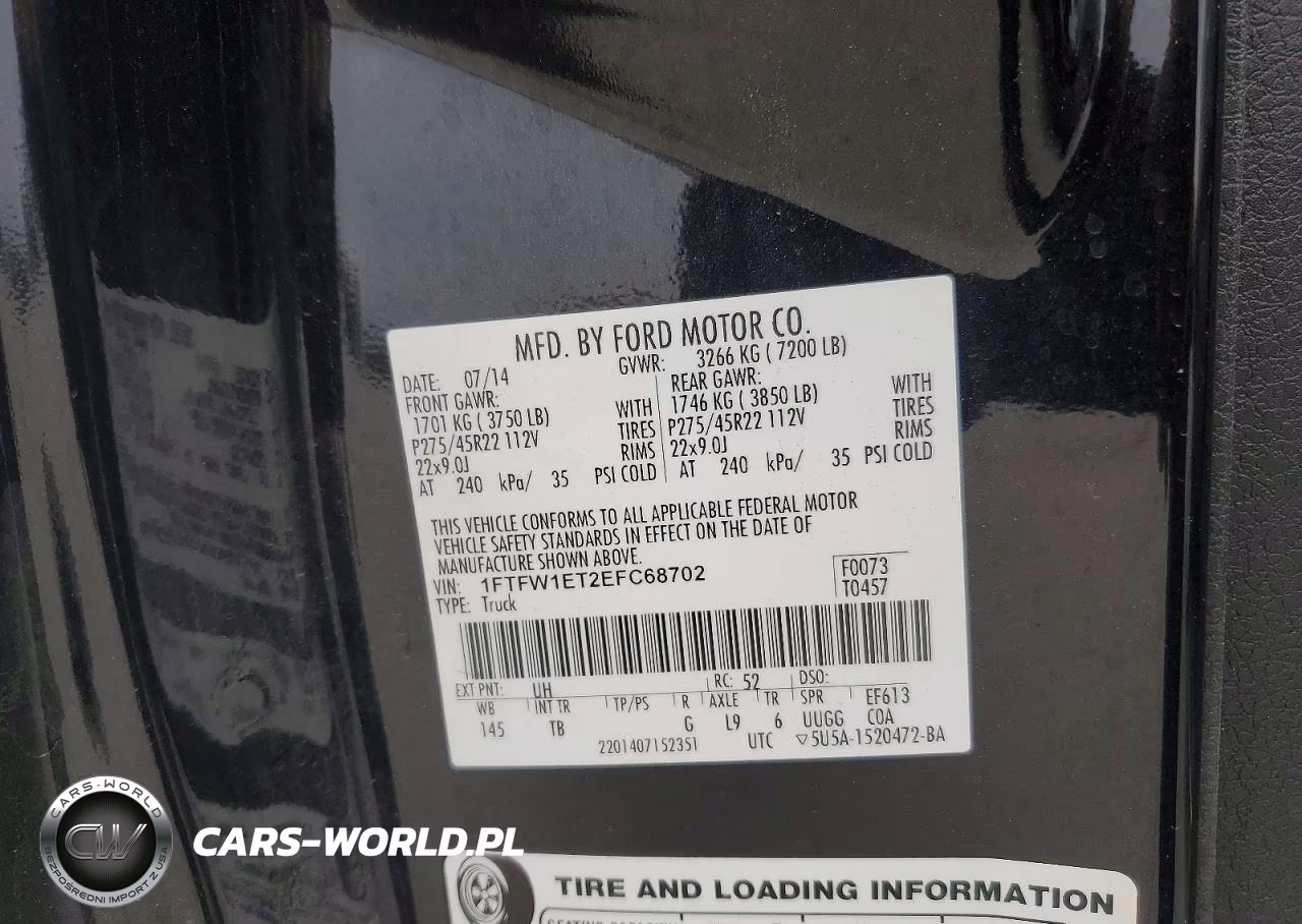 2014 Ford F150 Supercrew VIN:1FTFW1ET2EFC68702 - 12